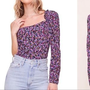 ASTR one shoulder floral body suit